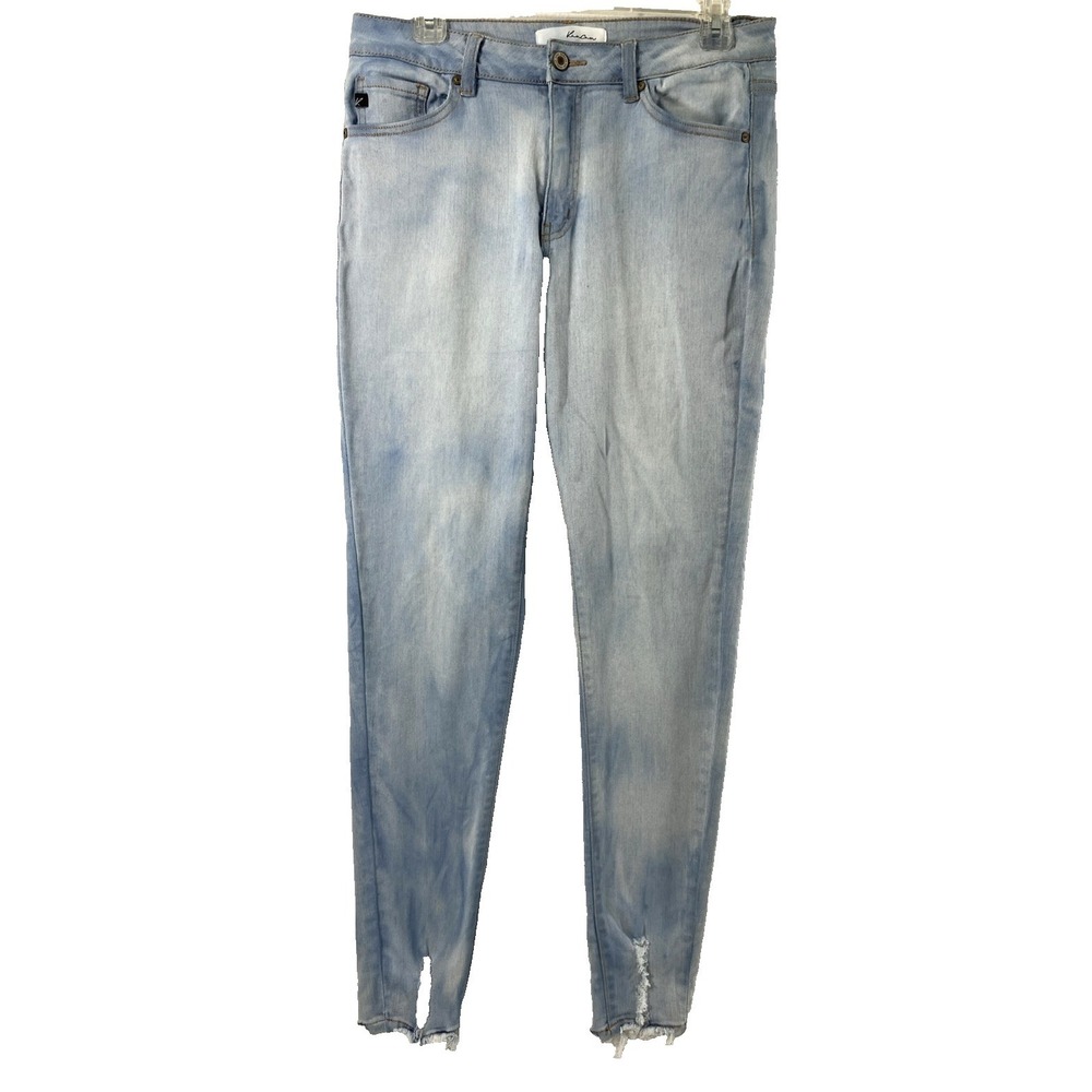 Kancan Jeans Womens Size 30 Light Wash Denim‎ Skinny Raw Hem High Rise Distress